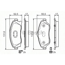 0 986 495 014 BOSCH Комплект тормозных колодок, дисковый тормоз