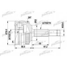 PCV1116 PATRON Шарнирный комплект, приводной вал