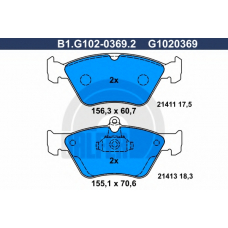 B1.G102-0369.2 GALFER Комплект тормозных колодок, дисковый тормоз
