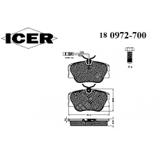 180972-700 ICER Комплект тормозных колодок, дисковый тормоз