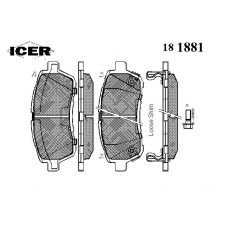 181881 ICER Комплект тормозных колодок, дисковый тормоз