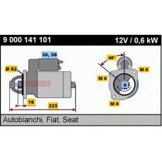 9 000 141 101 BOSCH Стартер 12v,  0.4kw