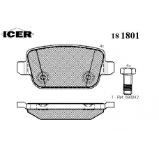 181801 ICER Комплект тормозных колодок, дисковый тормоз