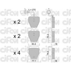 822-774-1 CIFAM Комплект тормозных колодок, дисковый тормоз