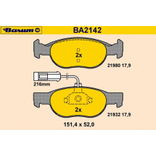 BA2142 BARUM Комплект тормозных колодок, дисковый тормоз