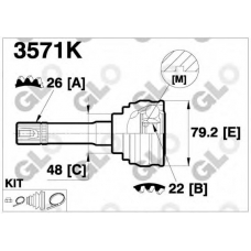 3571K GLO Шарнирный комплект, приводной вал