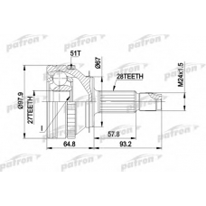 PCV1371 PATRON Шарнирный комплект, приводной вал