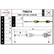 T98214 EAI Приводной вал