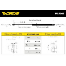 ML5961 MONROE Газовая пружина, заднее стекло