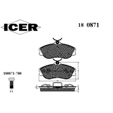 180871 ICER Комплект тормозных колодок, дисковый тормоз