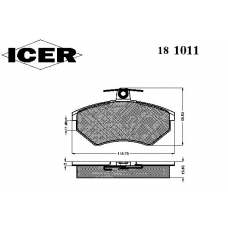 181011 ICER Комплект тормозных колодок, дисковый тормоз