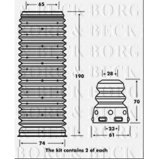 BPK7073 BORG & BECK Пылезащитный комплект, амортизатор