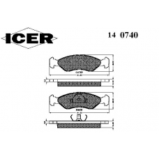 140740 ICER Комплект тормозных колодок, дисковый тормоз