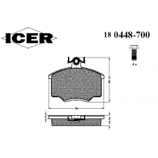 180448-700 ICER Комплект тормозных колодок, дисковый тормоз
