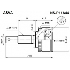 NS-P11A44 ASVA Шарнирный комплект, приводной вал