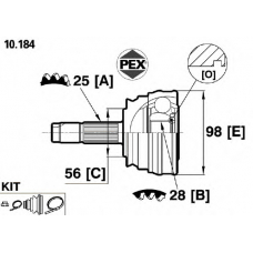 10.184 PEX Шарнир, приводной вал