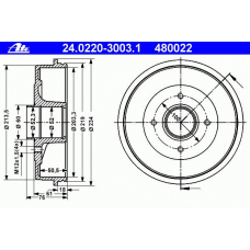24.0220-3003.1 ATE Тормозной барабан