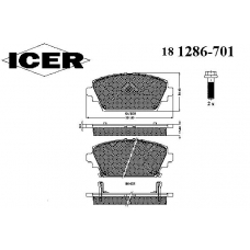 181286-701 ICER Комплект тормозных колодок, дисковый тормоз