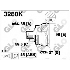 3280K GLO Шарнирный комплект, приводной вал