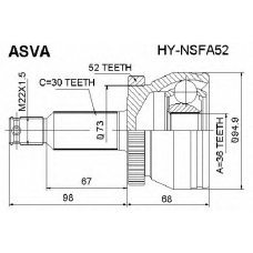 HY-NSFA52 ASVA Шарнирный комплект, приводной вал