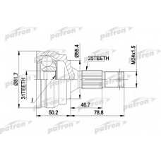 PCV1259 PATRON Шарнирный комплект, приводной вал