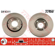 DF4311 TRW Тормозной диск