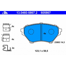 13.0460-5867.2 ATE Комплект тормозных колодок, дисковый тормоз