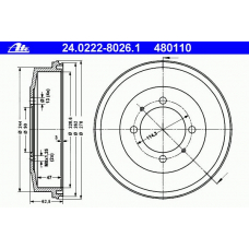 24.0222-8026.1 ATE Тормозной барабан