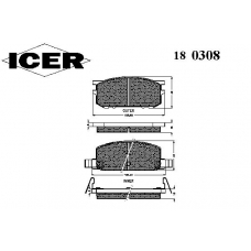 180308 ICER Комплект тормозных колодок, дисковый тормоз