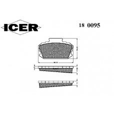 180095 ICER Комплект тормозных колодок, дисковый тормоз