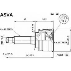 SZ-22 ASVA Шарнирный комплект, приводной вал