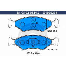 B1.G102-0334.2 GALFER Комплект тормозных колодок, дисковый тормоз