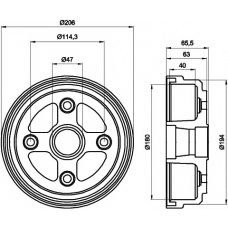 8DT 355 300-541 HELLA PAGID Тормозной барабан