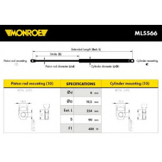 ML5566 MONROE Газовая пружина, капот