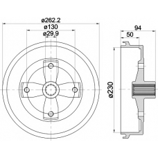 8DT 355 301-671 HELLA PAGID Тормозной барабан