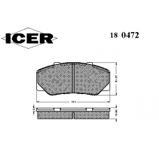 180472 ICER Комплект тормозных колодок, дисковый тормоз