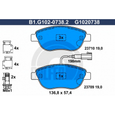 B1.G102-0738.2 GALFER Комплект тормозных колодок, дисковый тормоз