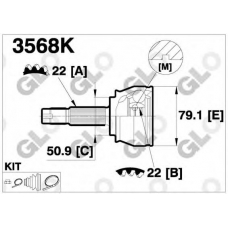 3568K GLO Шарнирный комплект, приводной вал