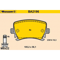 BA2196 BARUM Комплект тормозных колодок, дисковый тормоз