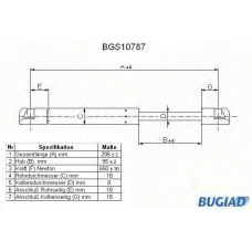 BGS10787 BUGIAD Газовая пружина, крышка багажник