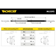 ML5392 MONROE Газовая пружина, капот