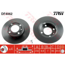 DF4062 TRW Тормозной диск