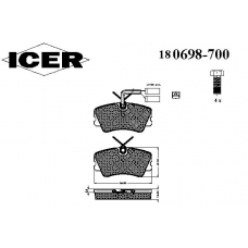 180698-700 ICER Комплект тормозных колодок, дисковый тормоз