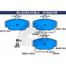 B1.G102-0158.2 GALFER Комплект тормозных колодок, дисковый тормоз