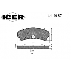 140187 ICER Комплект тормозных колодок, дисковый тормоз