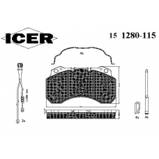 151280-115 ICER Комплект тормозных колодок, дисковый тормоз