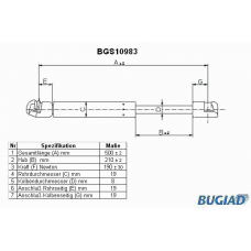 BGS10983 BUGIAD Газовая пружина, капот