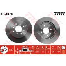 DF4376 TRW Тормозной диск