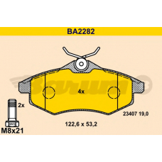 BA2282 BARUM Комплект тормозных колодок, дисковый тормоз