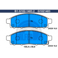 B1.G102-1483.2 GALFER Комплект тормозных колодок, дисковый тормоз